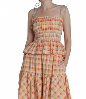 NEW AUREUM women's besenia plaid top in orange